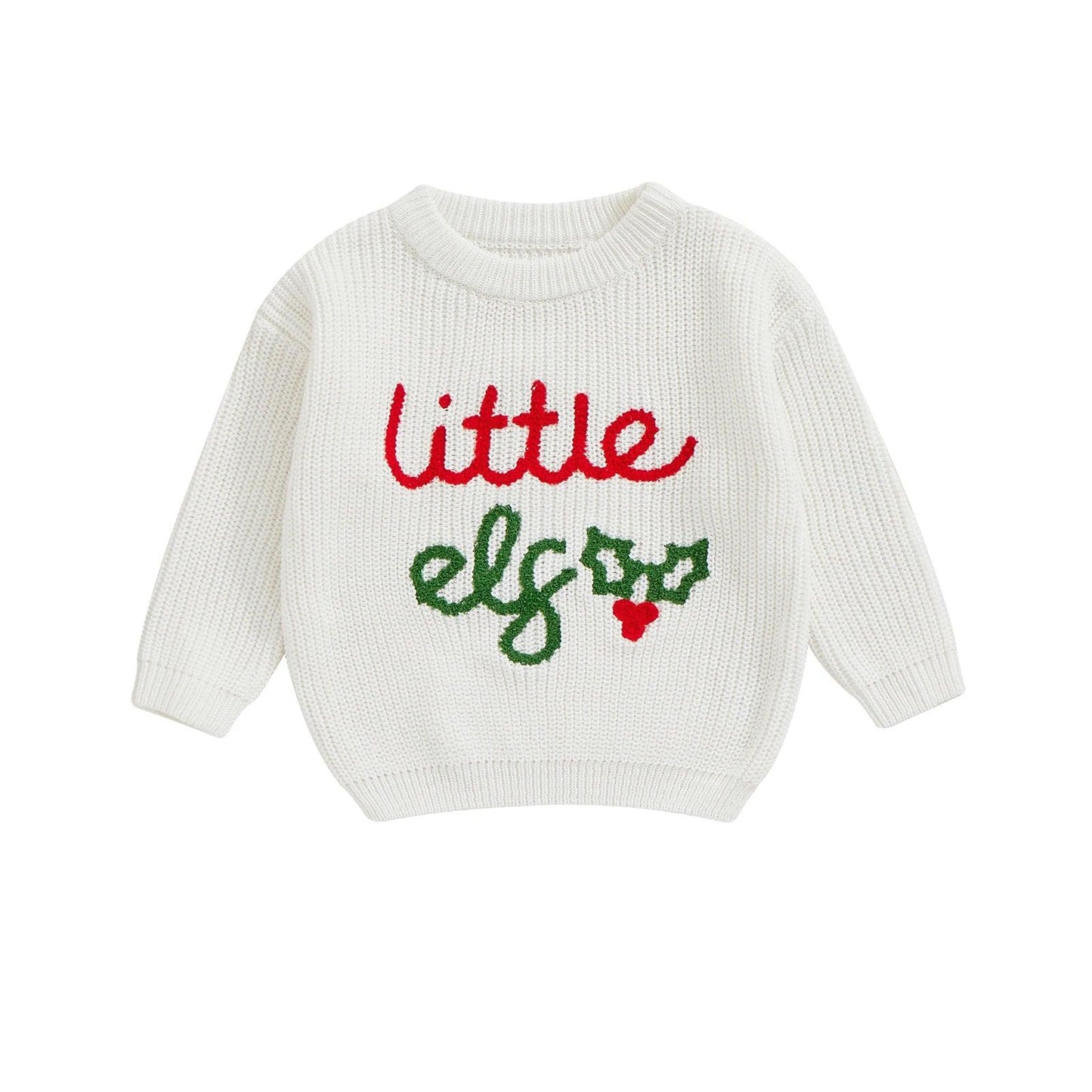 little elf knit kids crew sweater - basil boutique