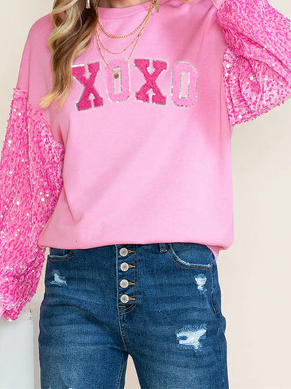 charming valentine sequin crew sweaters