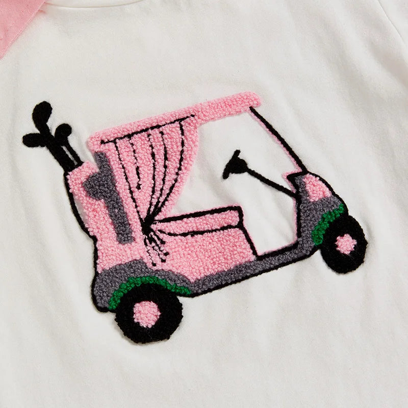 golf cart shirt + skirt kids outfit