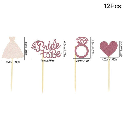 bride-to-be pink cupcake toppers - basil boutique