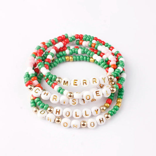 christmas beaded bracelets - basil boutique