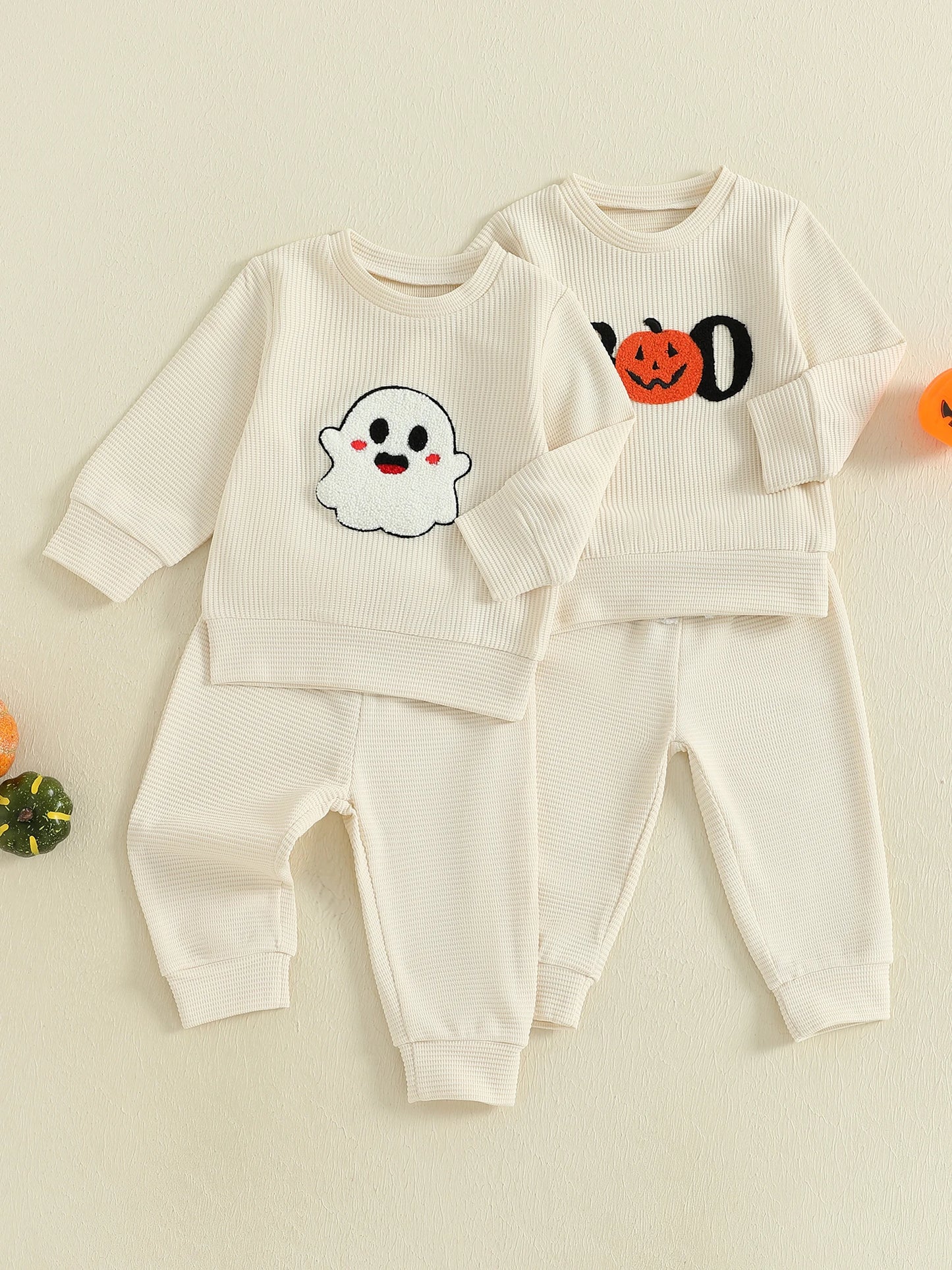 spooky waffle knit kids outfit
