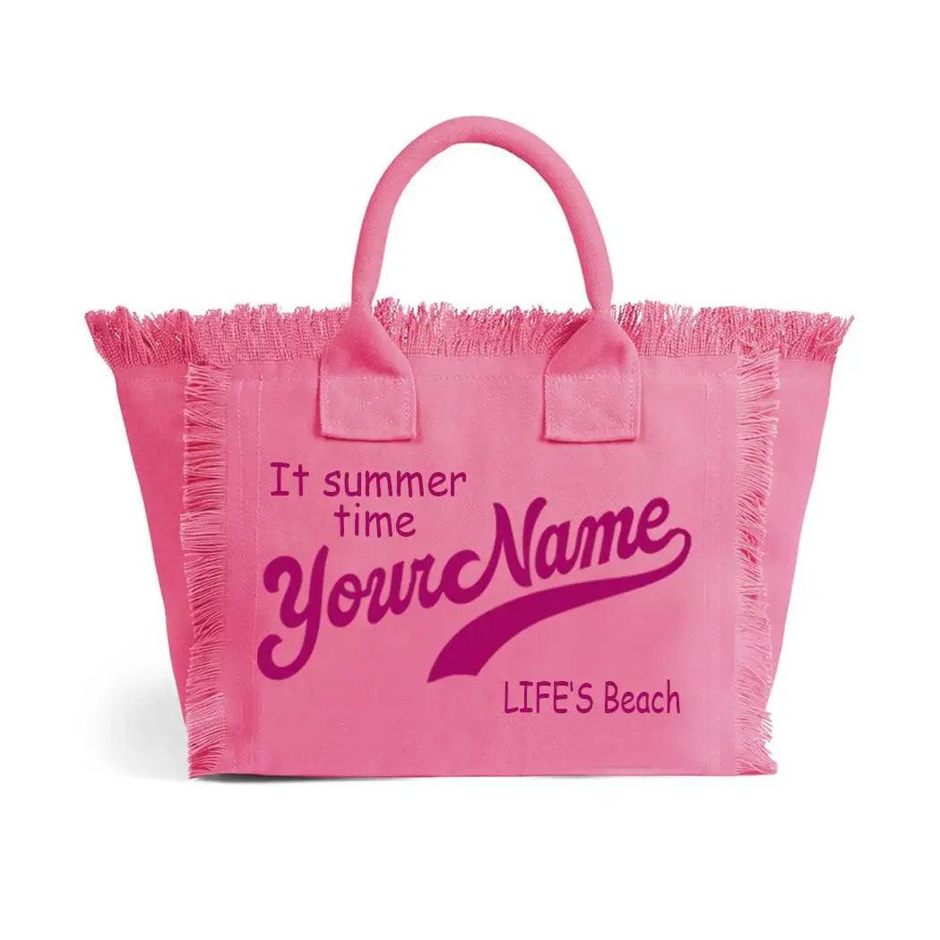 personalized tassel beach tote bag - basil boutique