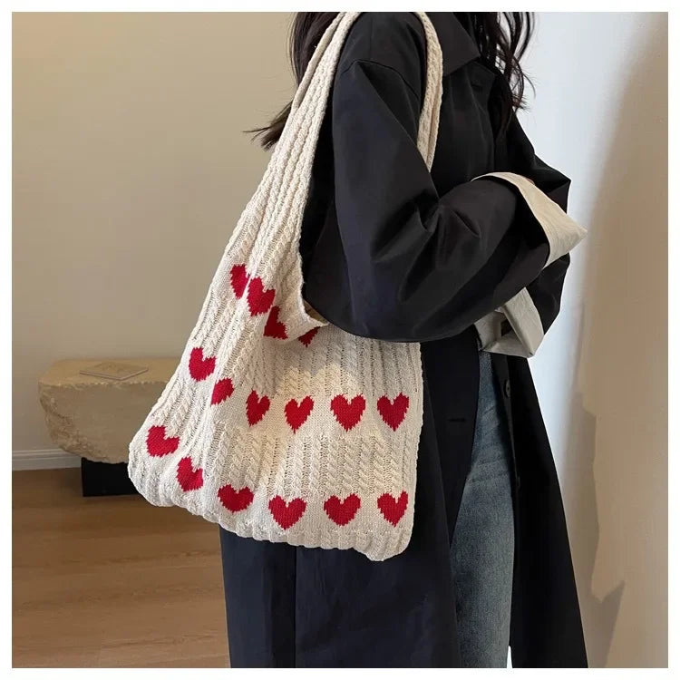 heart crochet handbag