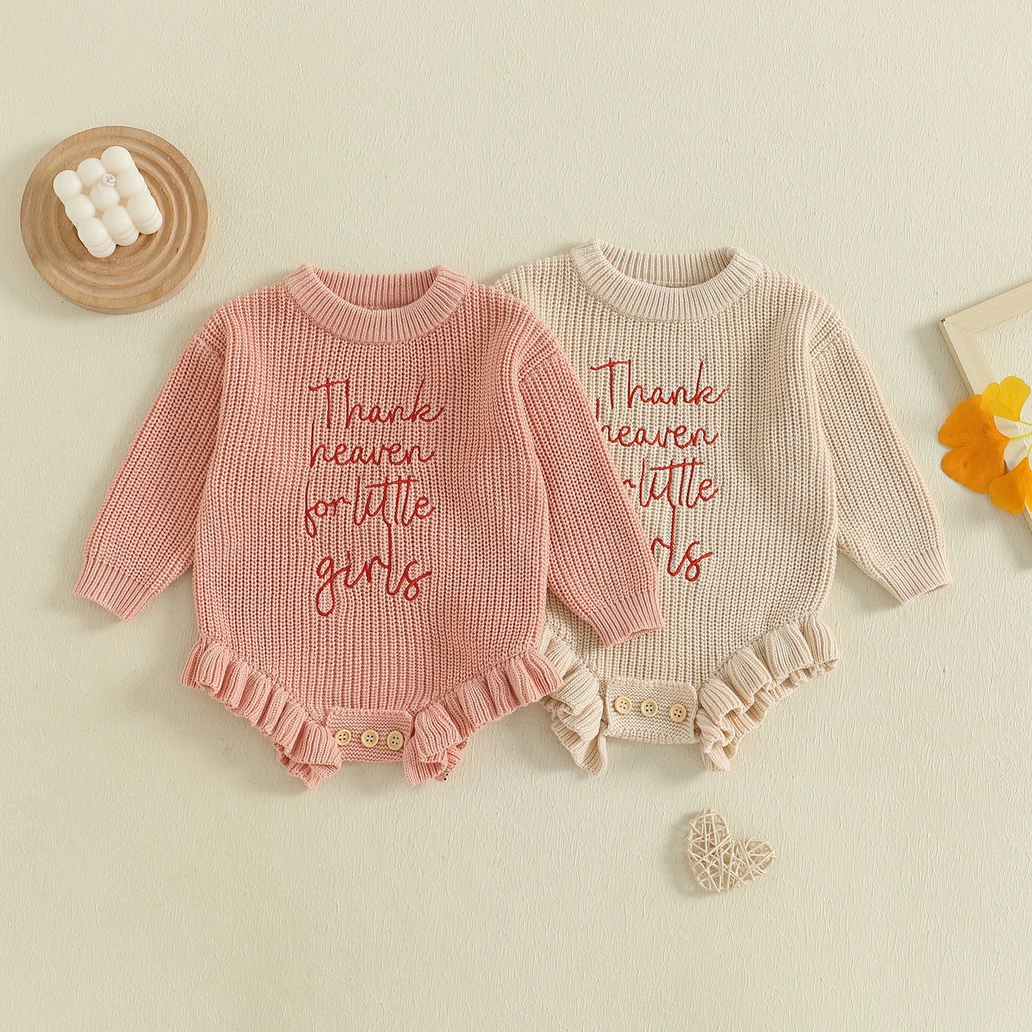 thank heaven for little girls ruffle onesie