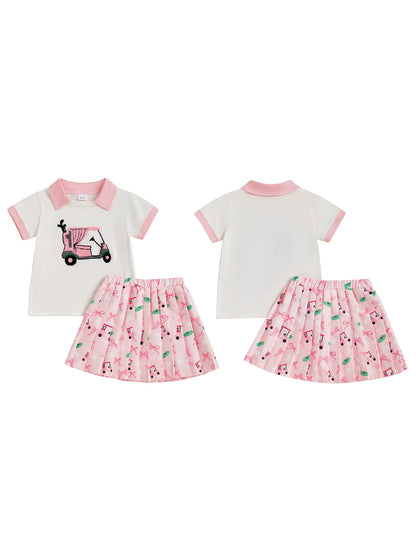 golf cart shirt + skirt kids outfit
