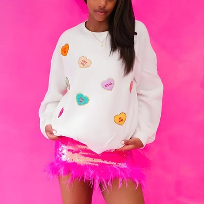 sweet hearts sequin crew sweater