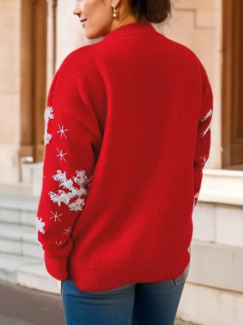 snowflake tinsel crew sweater - basil boutique