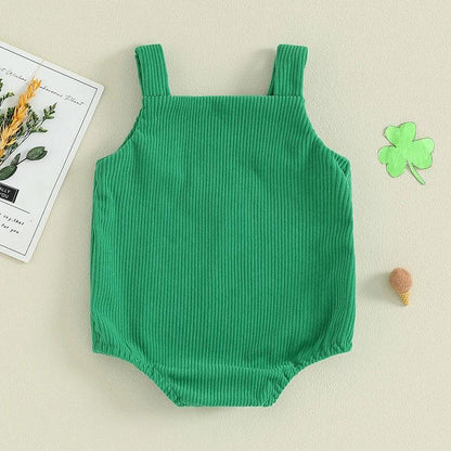 four leaf clover overall onesie - basil boutique