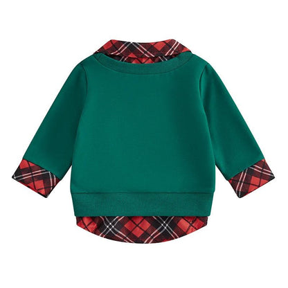 santa claus plaid kids sweatshirt - basil boutique