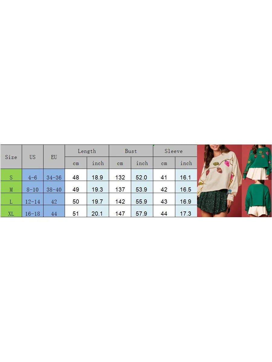 holiday lights sequin cropped crew sweater