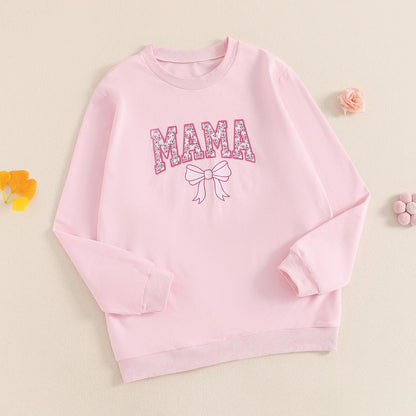 mama + mini bow matching crew sweatshirts - basil boutique