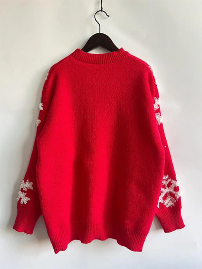 snowflake tinsel crew sweater - basil boutique