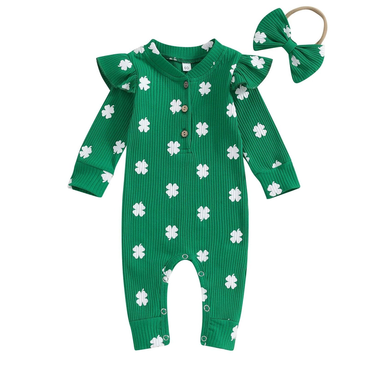 shamrock ruffle onesie - basil boutique