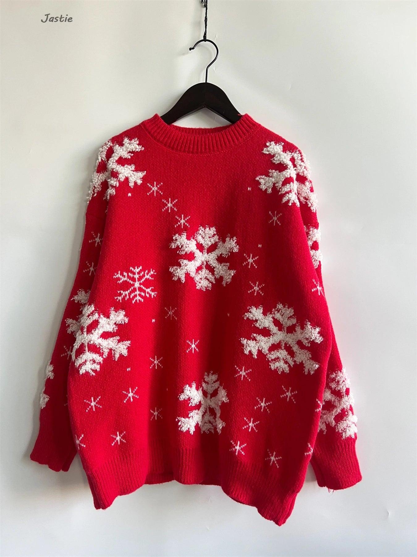 snowflake tinsel crew sweater - basil boutique