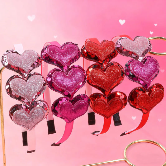 sweet heart glitter headbands