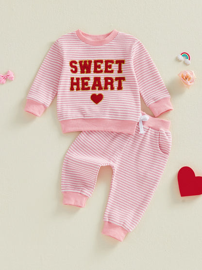 sweet heart striped kids outfit