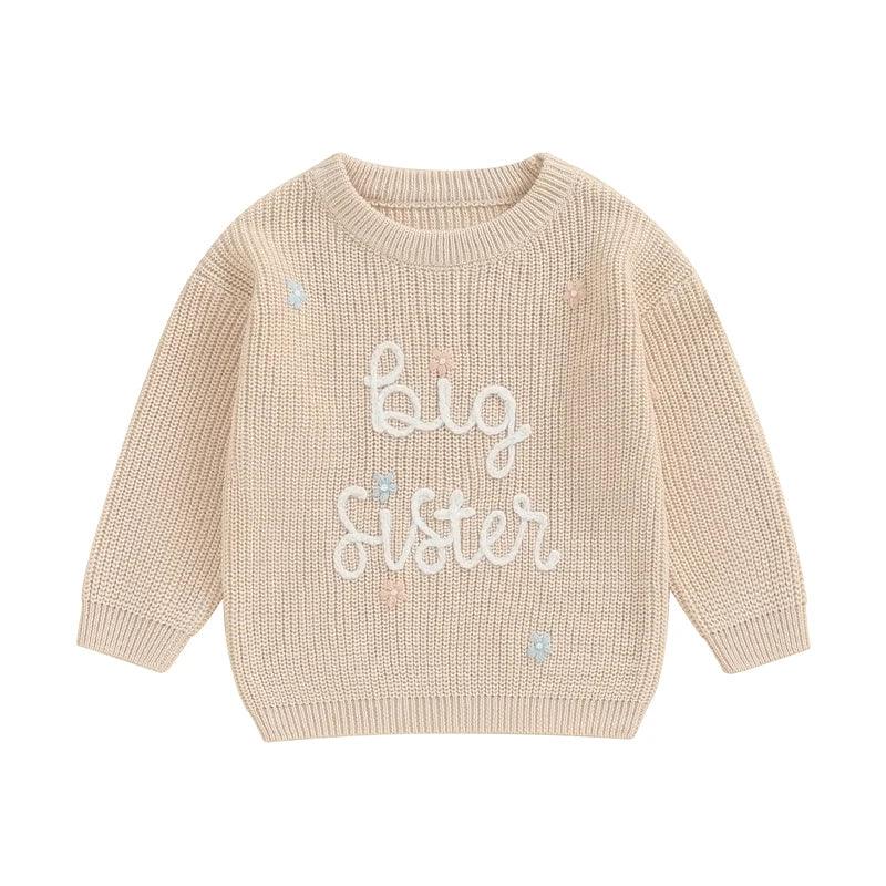 big sister floral kids crew sweater - basil boutique