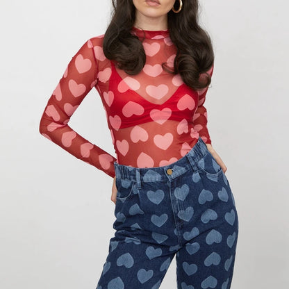 sheer mesh heart top
