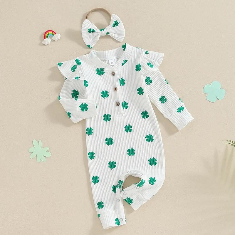 shamrock ruffle onesie - basil boutique