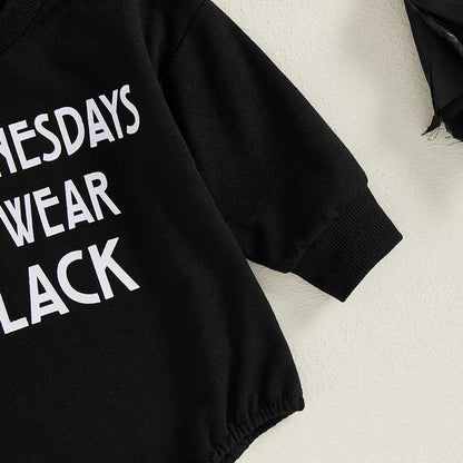 on wednesdays we wear black onesie - basil boutique