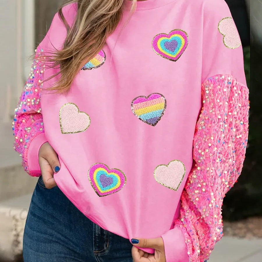 charming valentine sequin crew sweaters