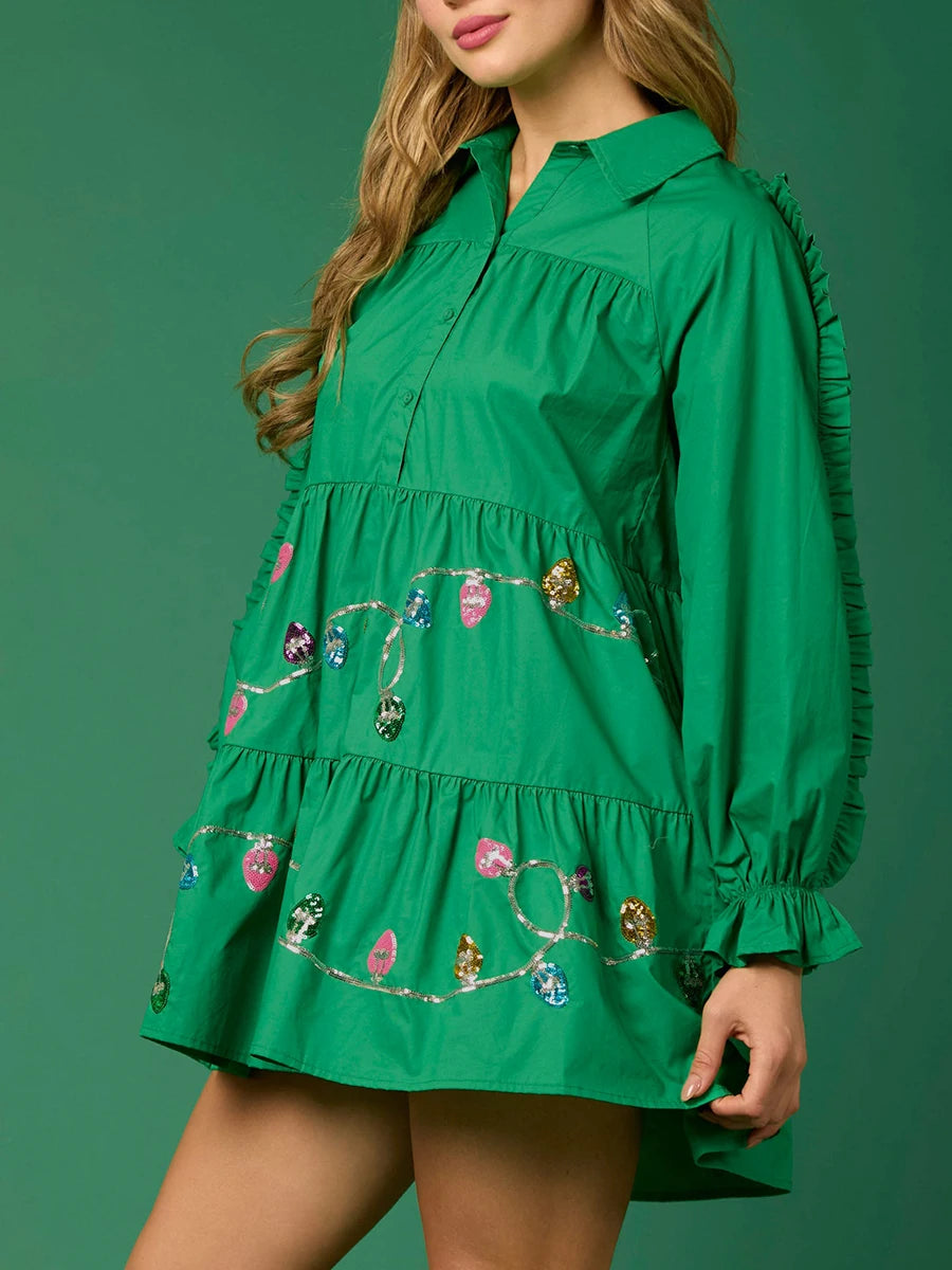 christmas lights sequin dress