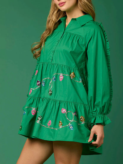 christmas lights sequin dress