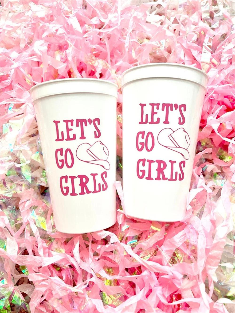 personalized let's go girls party cups - basil boutique