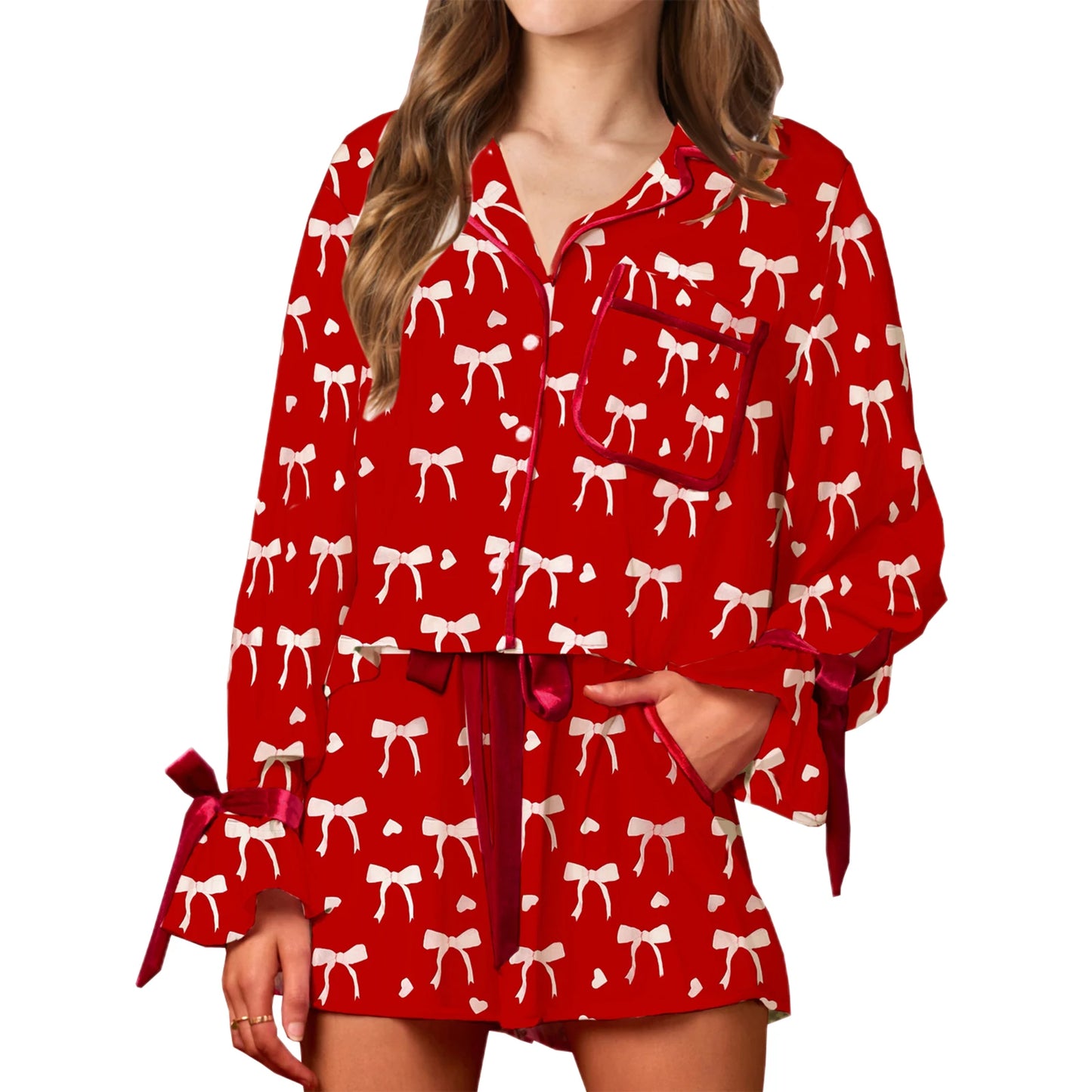valentine's day bow pajamas