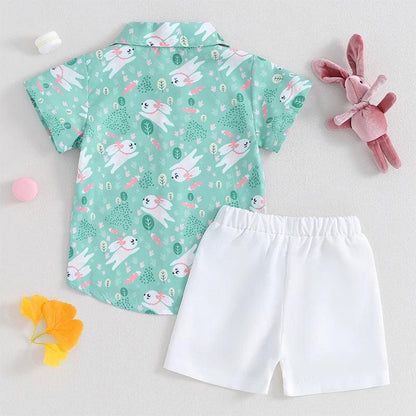 hoppy easter button down kids outfit - basil boutique