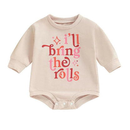 i'll bring the rolls onesie - basil boutique