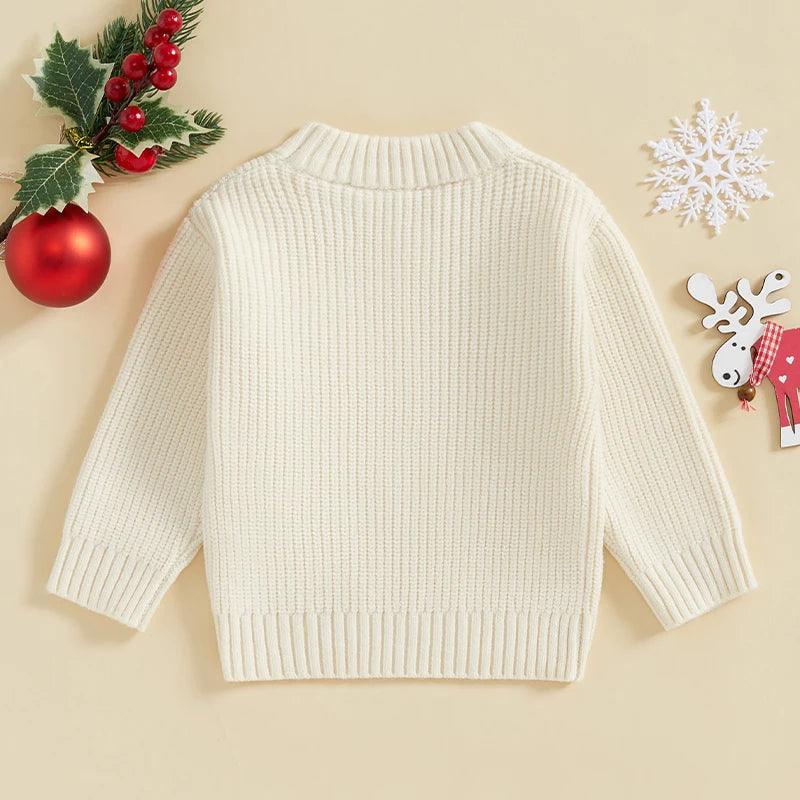 holly jolly holiday knit kids crew sweater - basil boutique