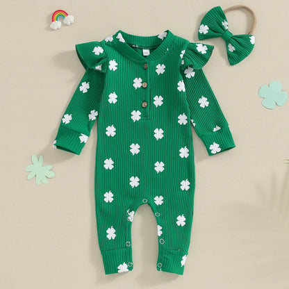 shamrock ruffle onesie - basil boutique