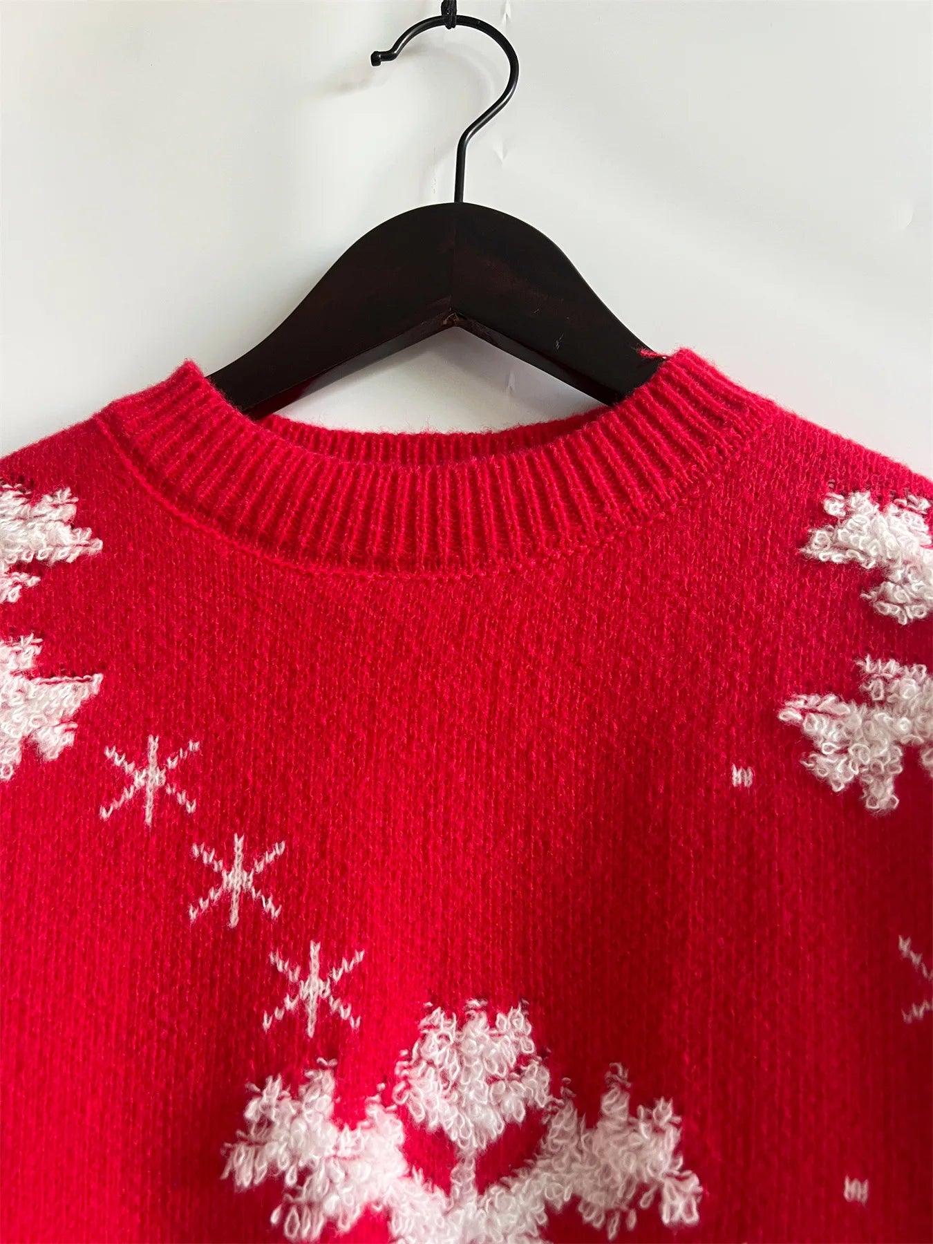 snowflake tinsel crew sweater - basil boutique