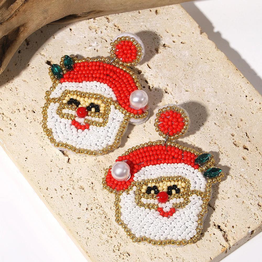 santa claus beaded earrings