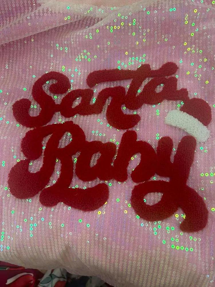 santa baby sequin crew sweater - basil boutique