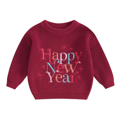 happy new year knit kids sweater - basil boutique