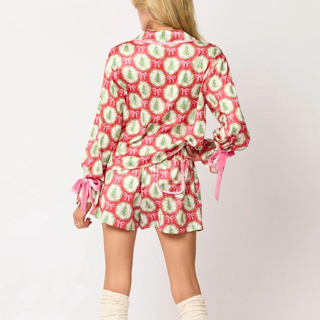 happy holidays pajama sets - basil boutique