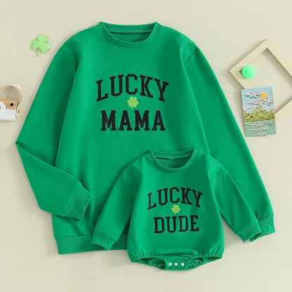 lucky dude + mama matching crew sweatshirts - basil boutique