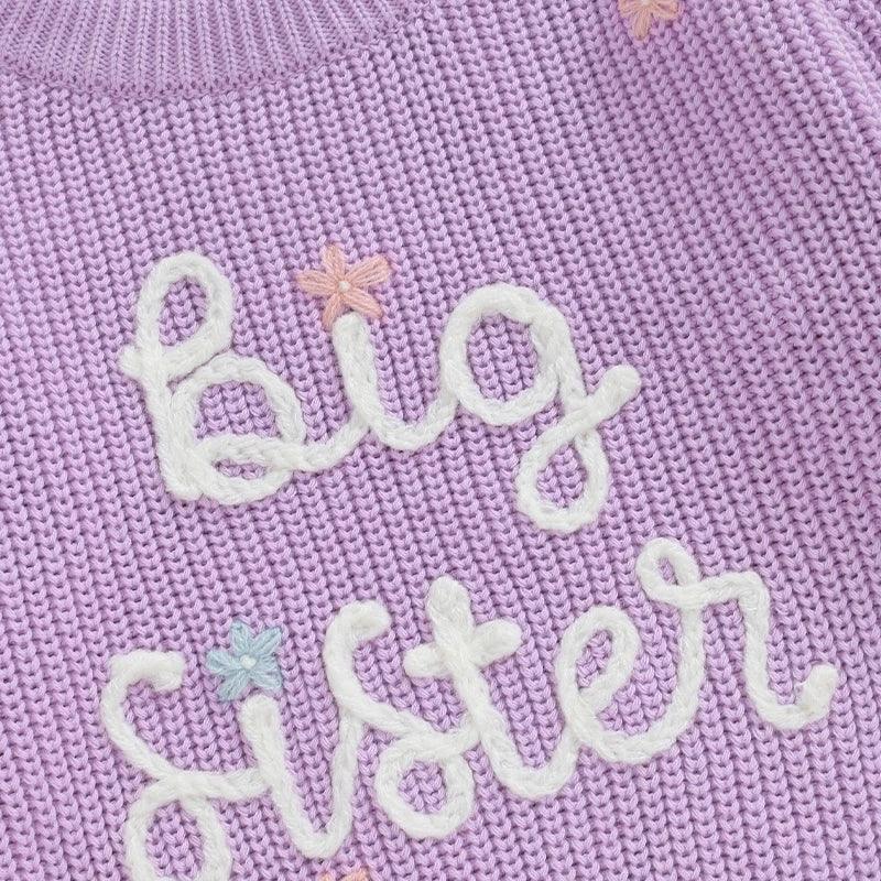 big sister floral kids crew sweater - basil boutique