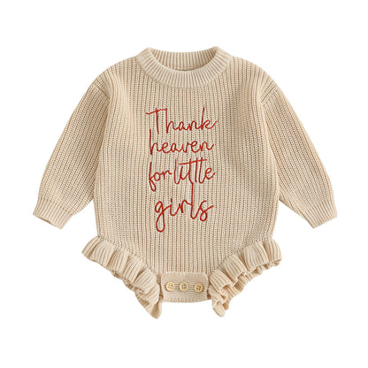 thank heaven for little girls ruffle onesie