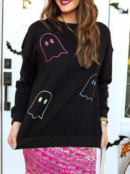 ghouls + glitter sequin crew sweater - basil boutique