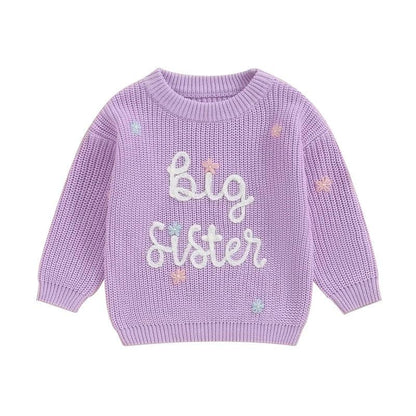 big sister floral kids crew sweater - basil boutique