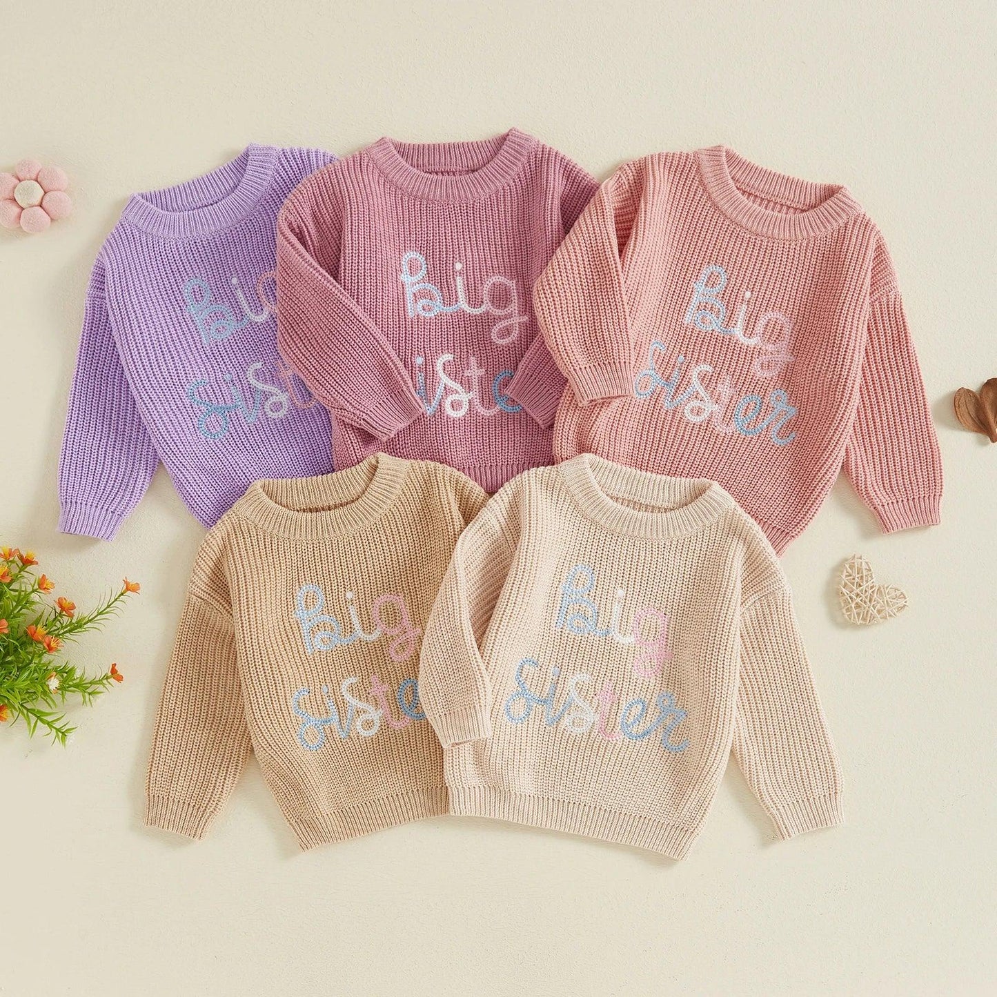 big sister pastel ombre knit kids sweater - basil boutique