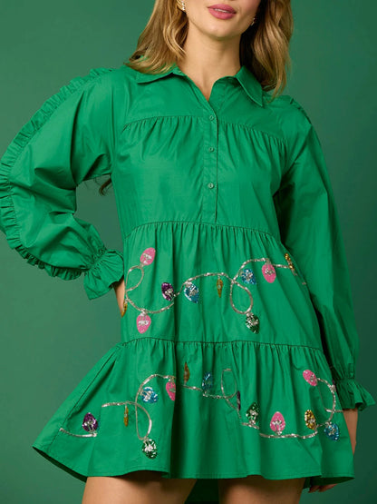 christmas lights sequin dress