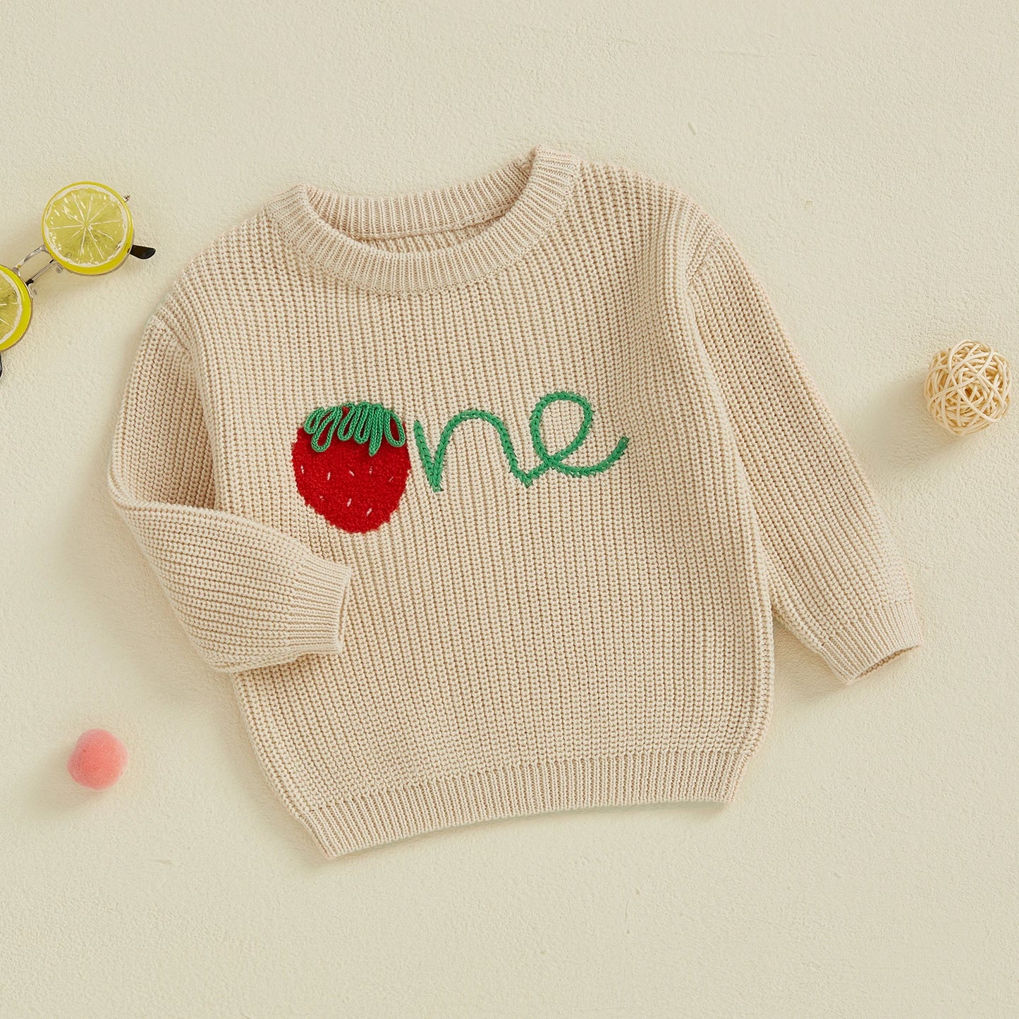 strawberry one kids knit crew sweater