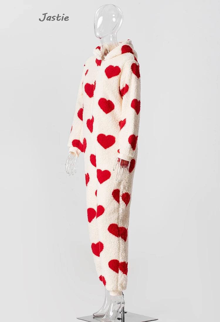 heart fleece jumpsuit - basil boutique