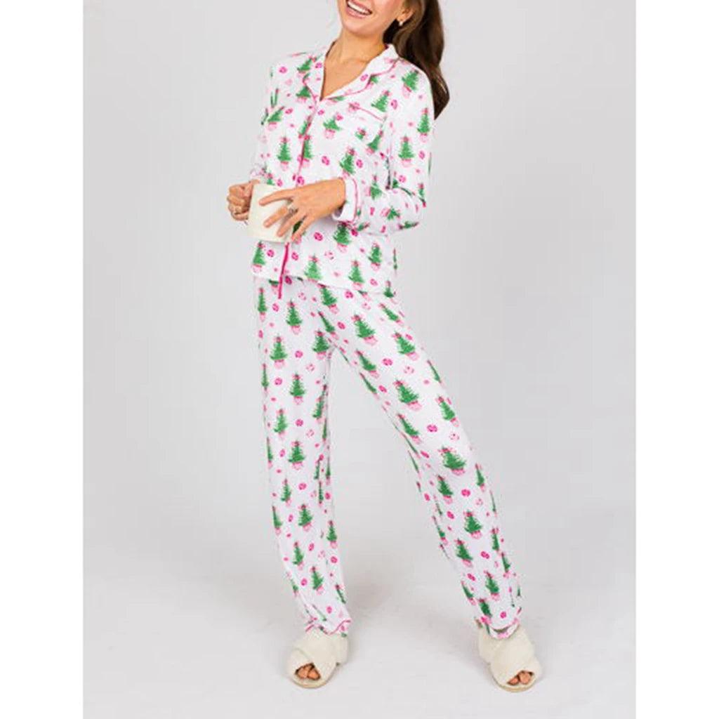 sleigh all the way pajamas - basil boutique