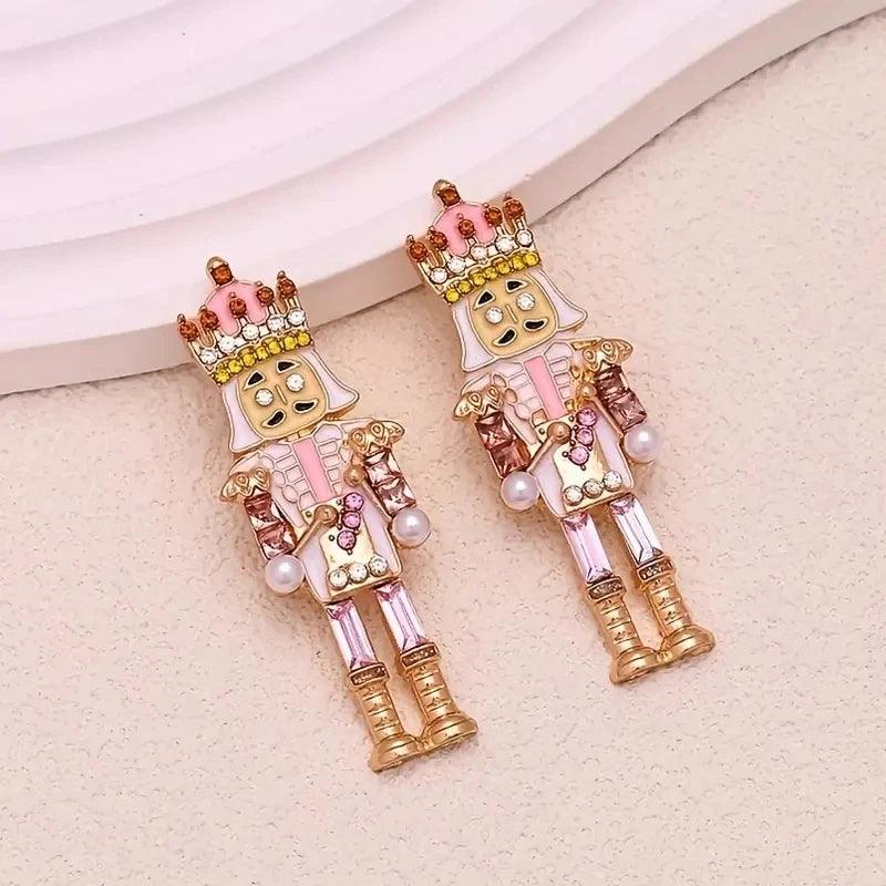 nutcracker rhinestone dangle earrings - basil boutique